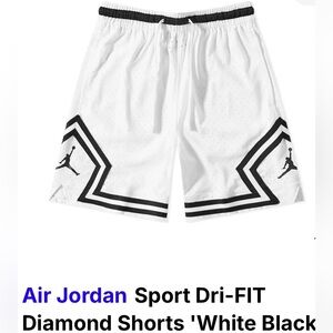 Nike Jordan Dri-Fit Diamond Shorts, size XXL, white/black, basketball